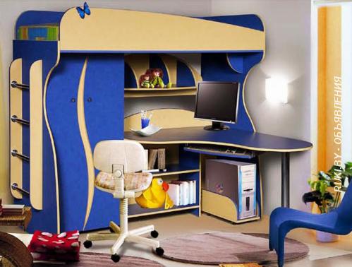 Детская мебель альфа 3 сине-желтого цвета. Могилёв